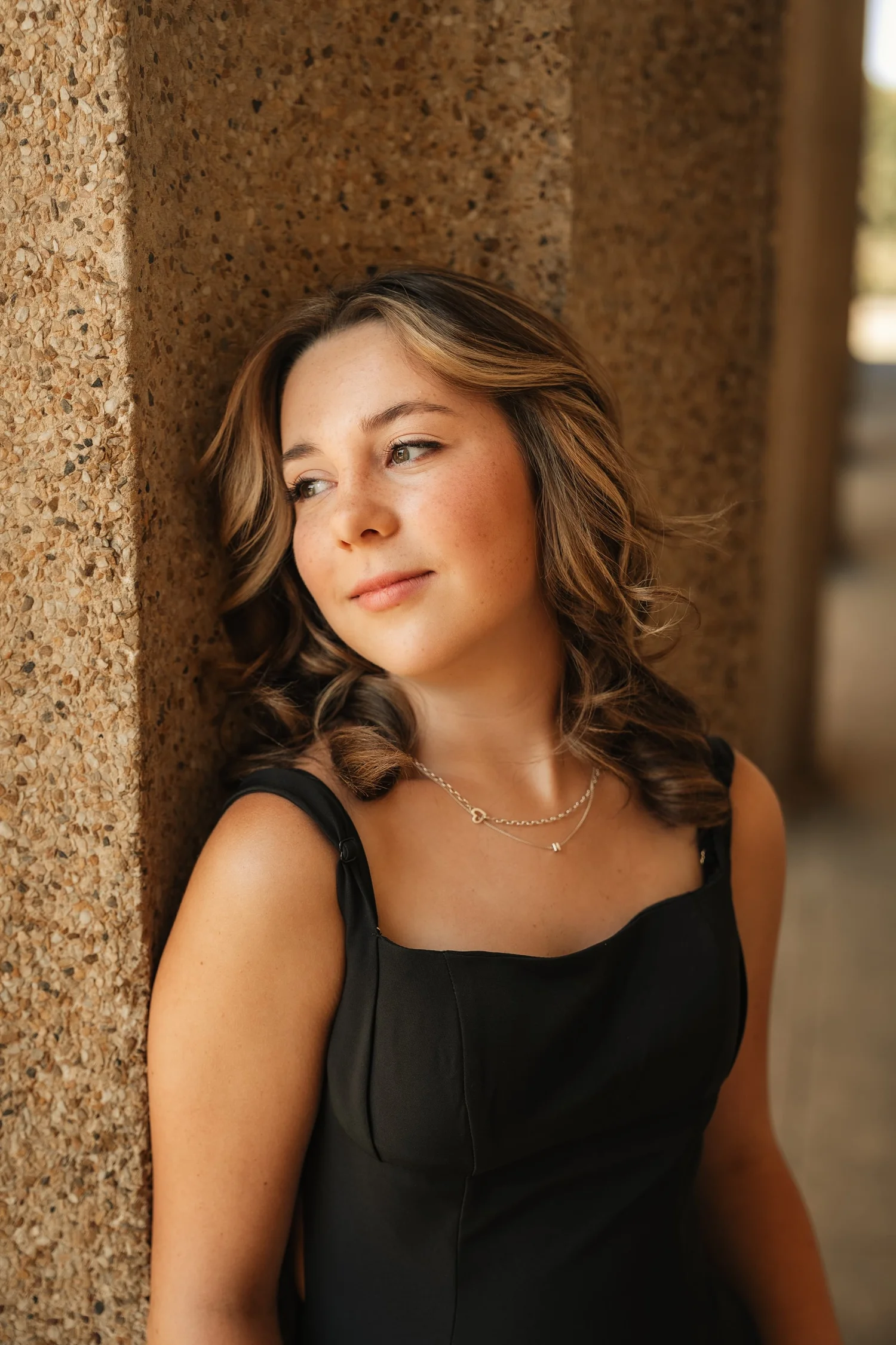 Senior portrait in a black dress