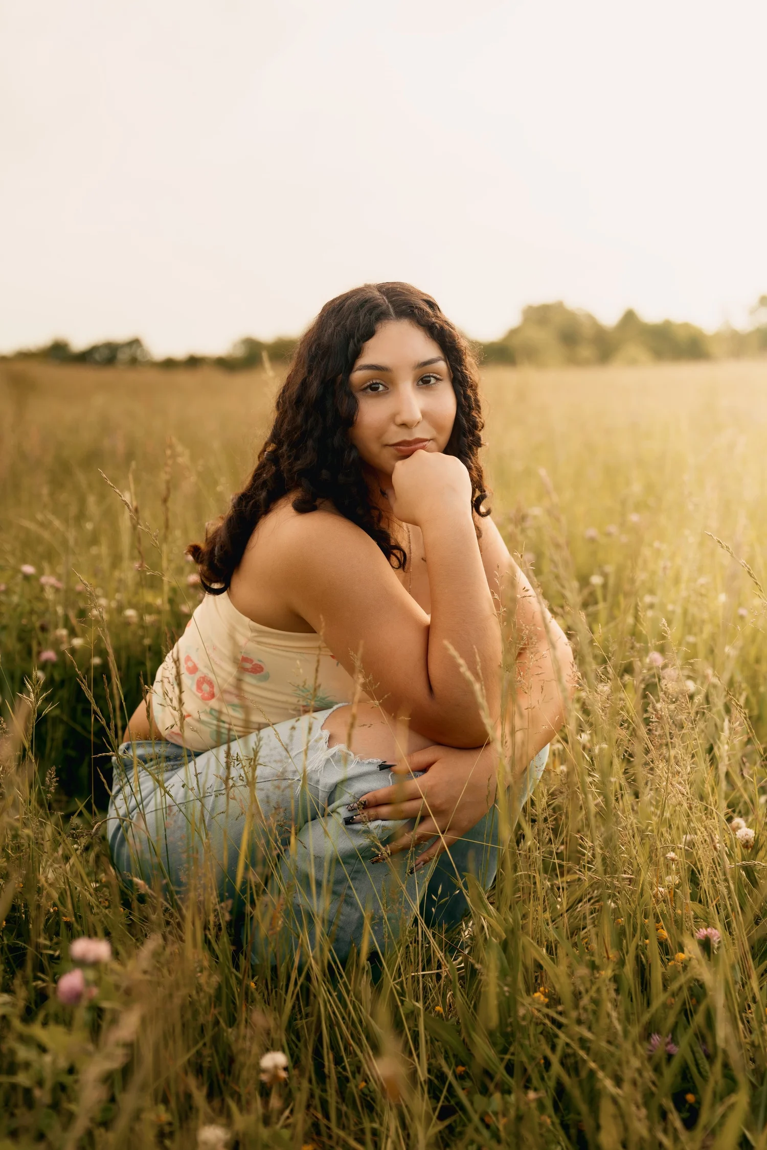 Senior portrait in a field