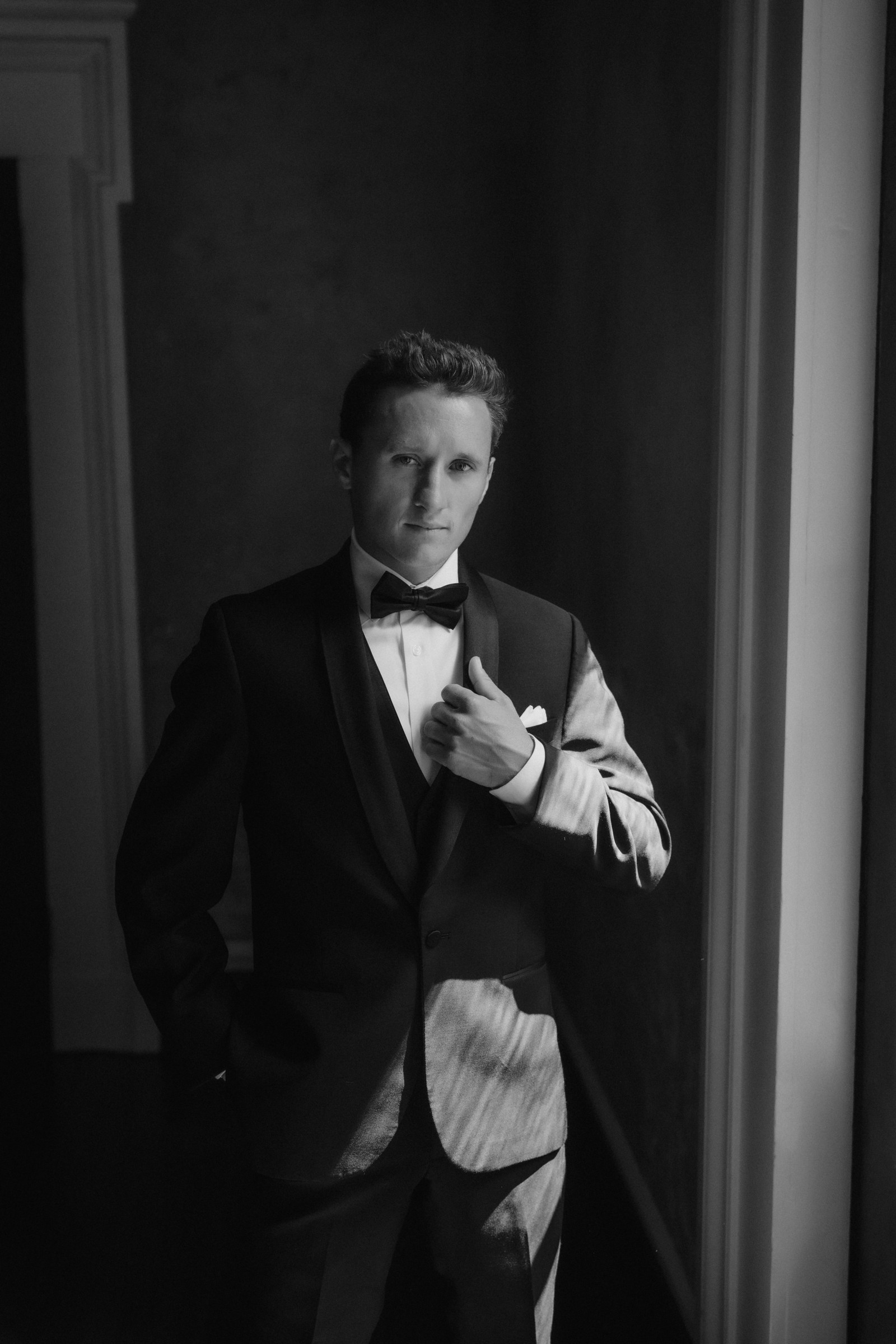 Brandon in black and white, looking straight down the lens