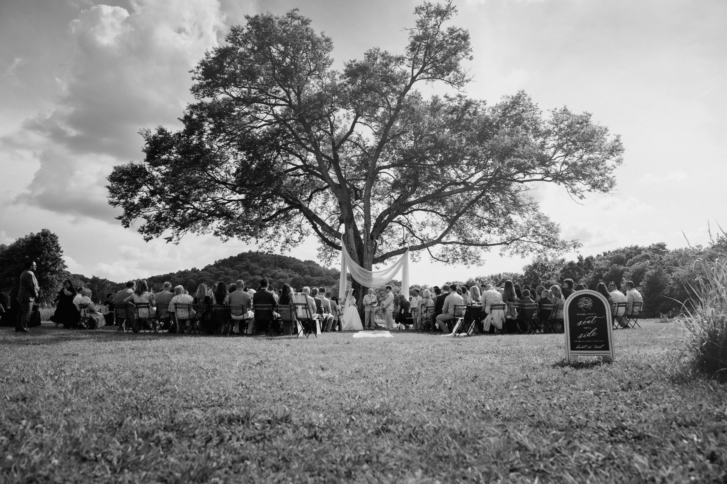 The ceremony gathered beneath the big oak at Southall Meadows